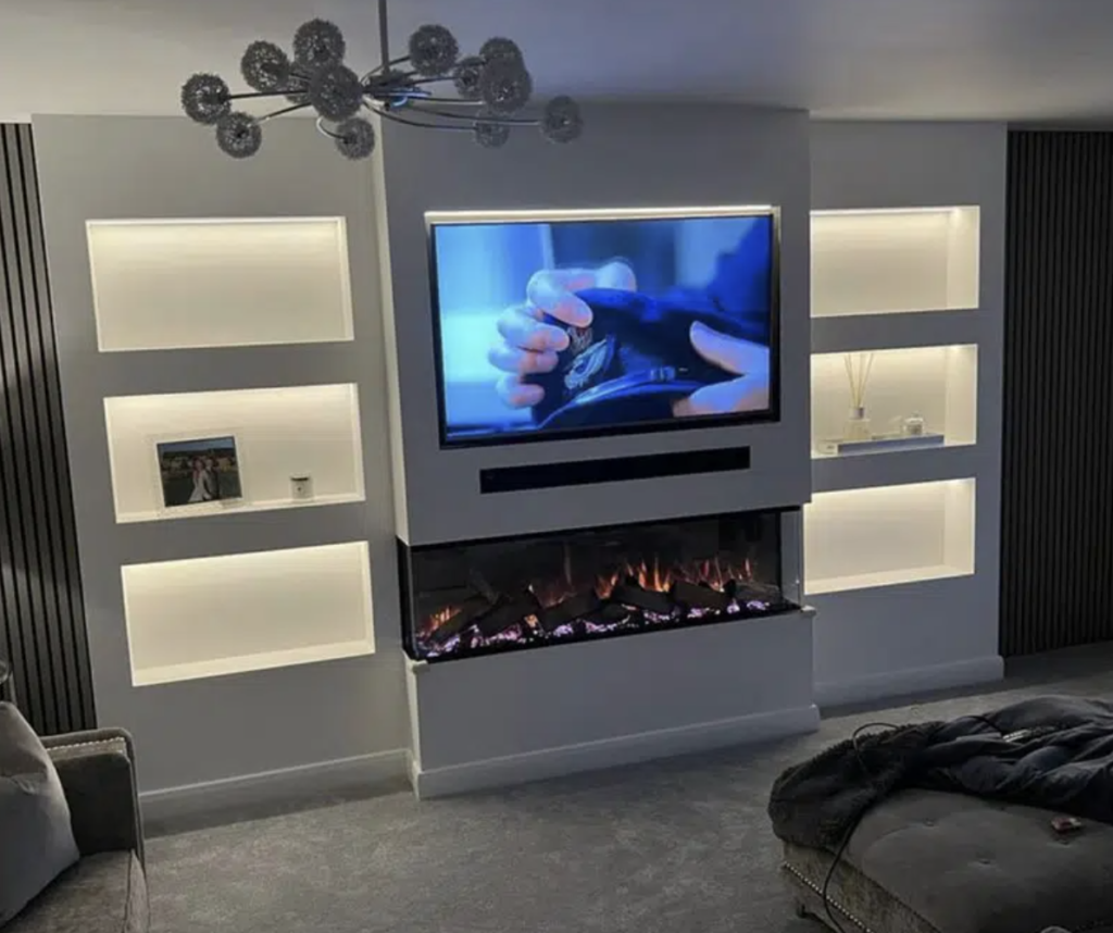 The Wright Heating | Stunning Media Wall Transformation in a Contemporary Living Room